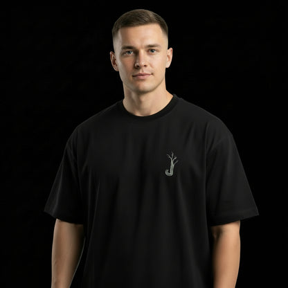 ROOTS — OVERSIZED BLACK T-SHIRT